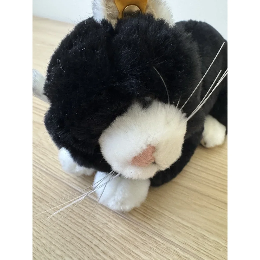 Vintage Steiff Mimmi Katze Cat Plush Lying Black White 30cm EAN 099502